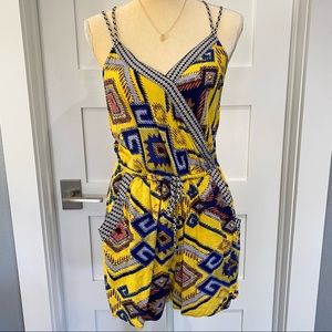 Xhilaration Yellow Tribal Romper- Large
